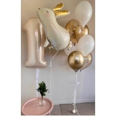 Набор из воздушных шаров с зайчиком, фонтаном и цифрой